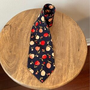 Vintage Hugo Boss Navy Floral 100% Silk Tie - 4"